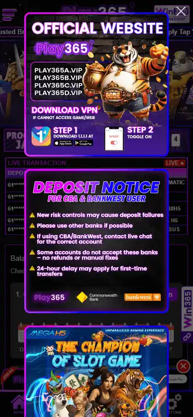 Play365 app screen 1